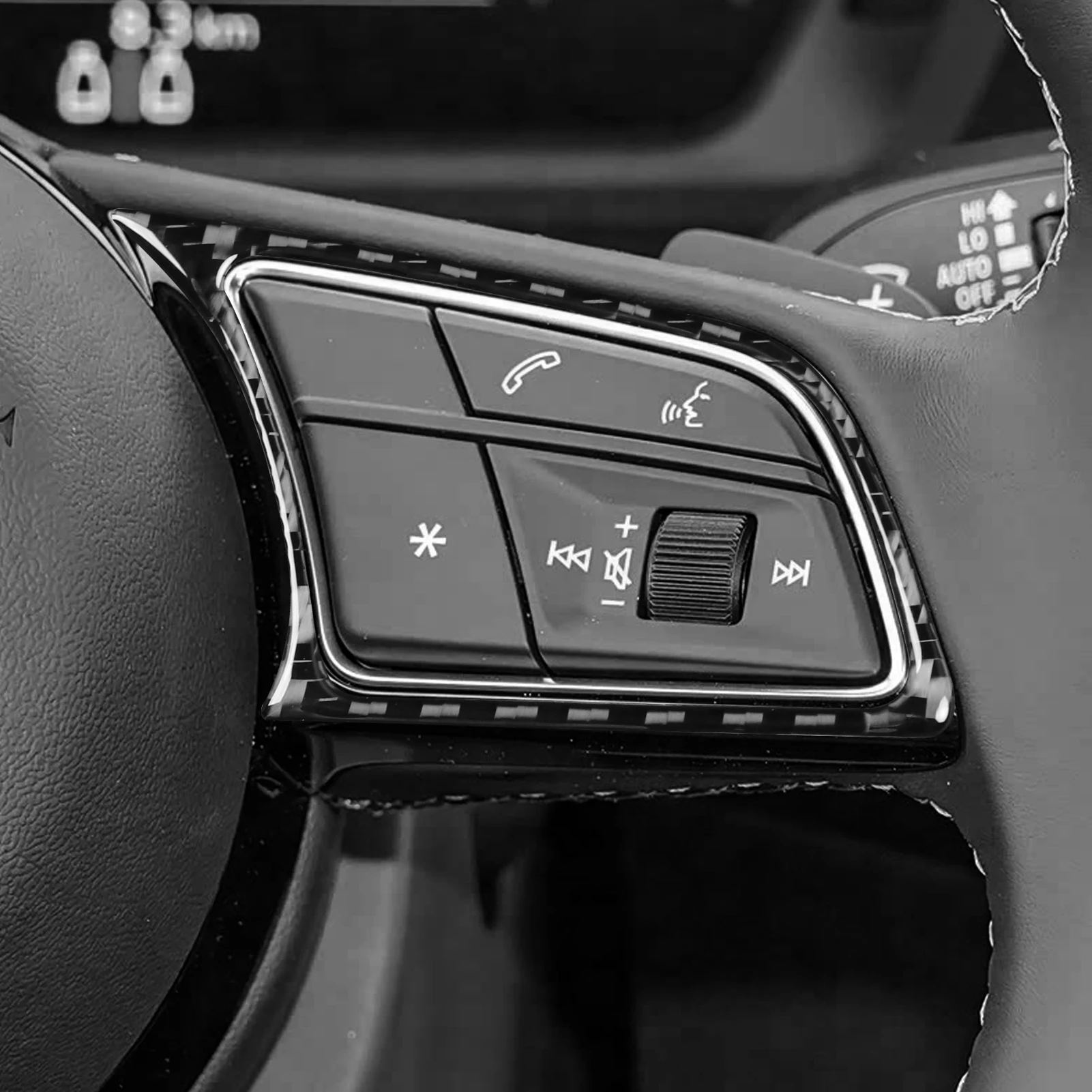 Фото Для Audi A3 S3 8Y 2021-2025 наклейки из настоящего углеродного волокна, кнопка на руле, панель управления, автомобильные аксессуары, декоративные интерьерные аксессуары №4