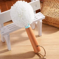 white round cup brush long handle thermos cup brush high end beech foam bottle brush cleaning brush milk bottles cleaning tool