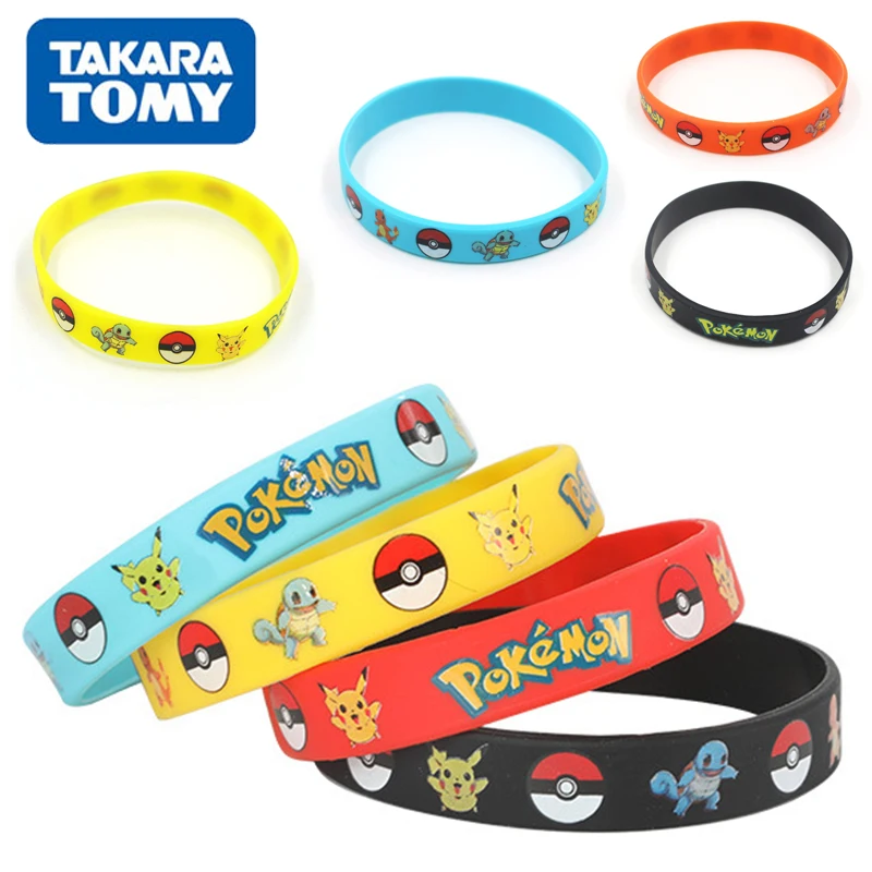 

Kids Pocket Elf Pikachu Figures Cartoon Bracelet Pokemon Silicone Children's Wristband Bracelets Cute Print Jewelry Party Gifts