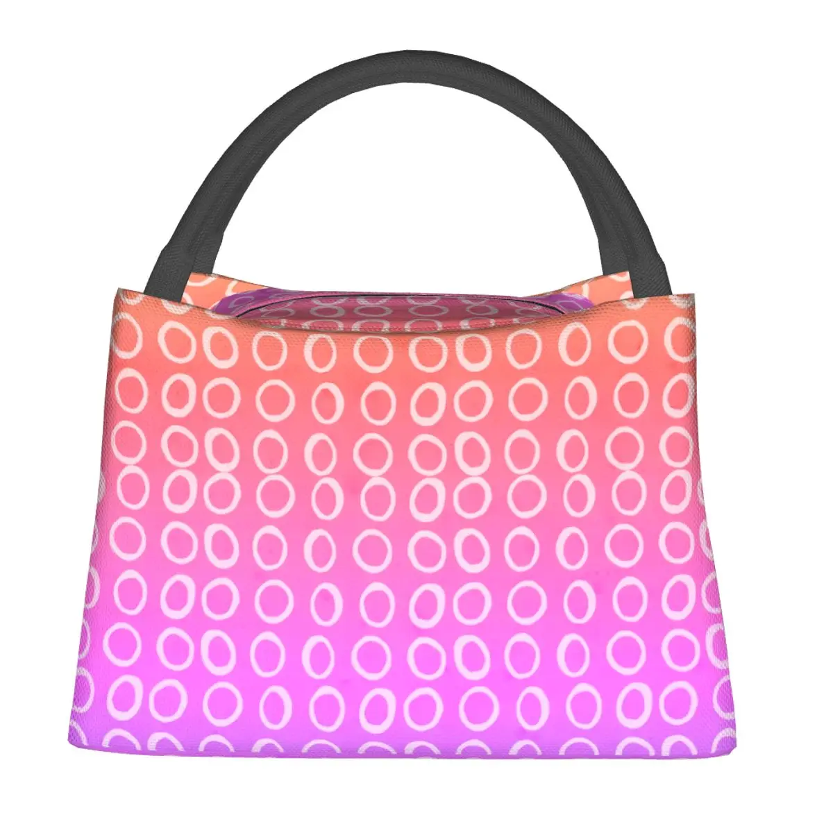 

Gradient Rainbow Lunch Bag Circles Print School Lunch Box For Unisex Fun Print Thermal Lunch Bags Oxford Cooler Bag