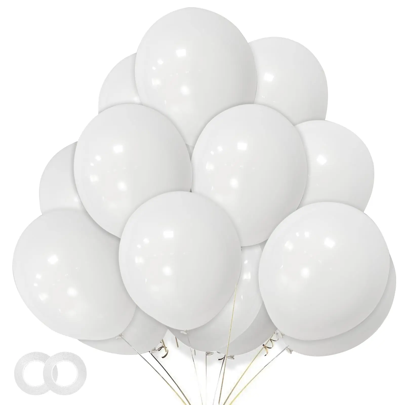 

White Balloons 100 Pack 12 Inch White Latex Party Balloons with 2 Rolls of Ribbon Pastel for Wedding Birthday Party Baby Shower