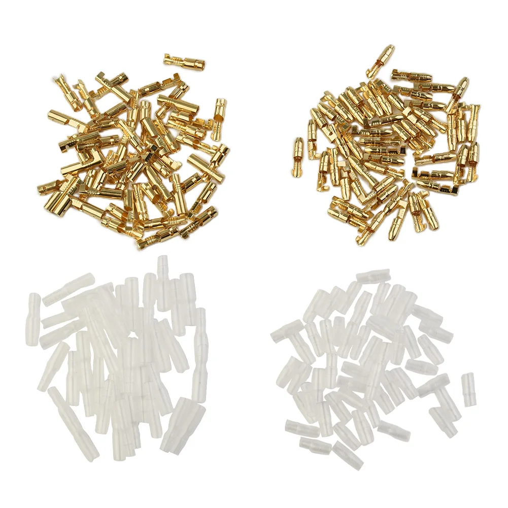 

200pcs 3.9mm Male Female Bullet Motorcycle Connector Terminals Socket With Insulator Sleeve Cover Electrical Wire Connector
