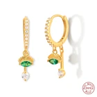 Женские серьги-подвески из серебра 925 пробы с разноцветным Цирконом