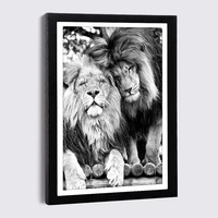 nordic family photo frame wall with lion woman canvas poster and prints 9x13 21x30 black wood frame luxury decor painting frames