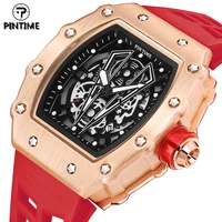 pintime quartz watch men luxury chronograph hip hop watches military cool man mens wrist watch clock male red gold wristwatch
