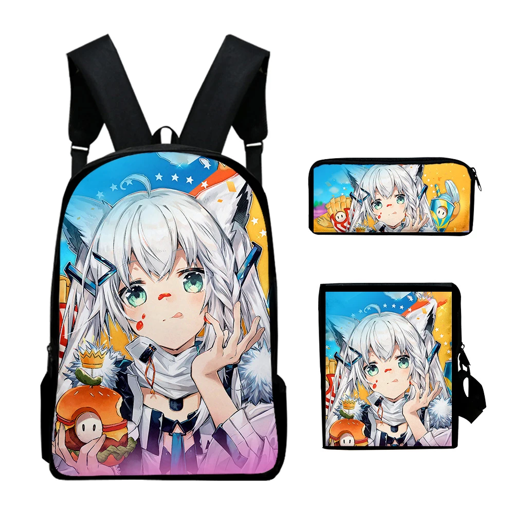 

Popular HOLOLIVE Uruha Rushia 3pcs/Set Backpack 3D Print School Student Bookbag Travel Laptop Daypack Shoulder Bag Pencil Case