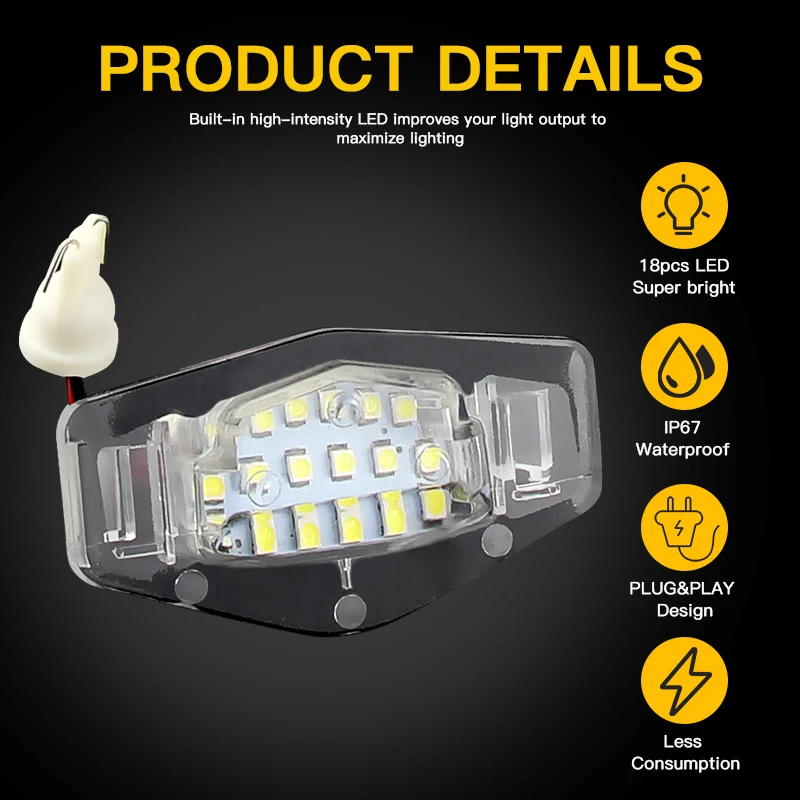 2 шт. 18 SMD светодиодный светильник номерного знака автомобиля для Acura TL TSX MDX Honda Civic