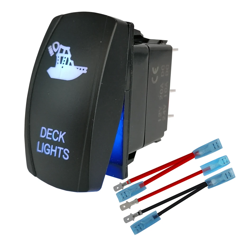 

12V 24V Marine Boat Rocker Toggle Switch Deck Lights Waterproof 5 Pin ON Off Switches For UTV ATV RZR RV with Connector Wire