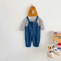 2022 spring newborn infant strap pants sleeveless kids jumpsuit baby denim overalls for boys jean romper fashion girl clothes