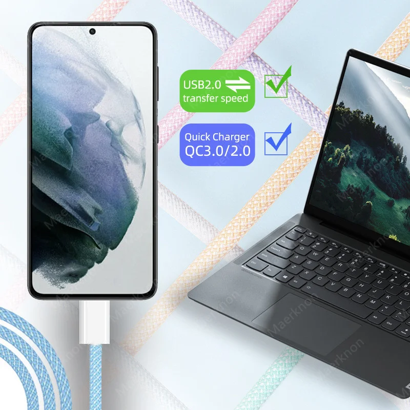 Кабель Maerknon USB Type-C для быстрой зарядки iPhone Android Xiaomi 12 Oneplus |