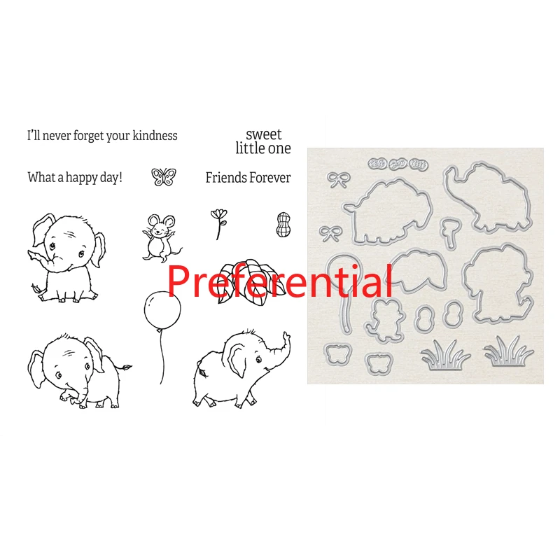 

2022 DIY Welfare Catalog Cutting Dies Clear Stamp Scrapbooking For Paper Elephant Friendship Embossing Frame Card Craft