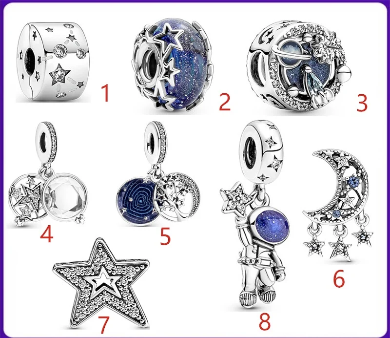 

Pandora 925 пробы Серебряный Новый астронавт DIY аксессуары стеклянные бусины pandora jia Новая серия Xinghe с фиксированной пряжкой
