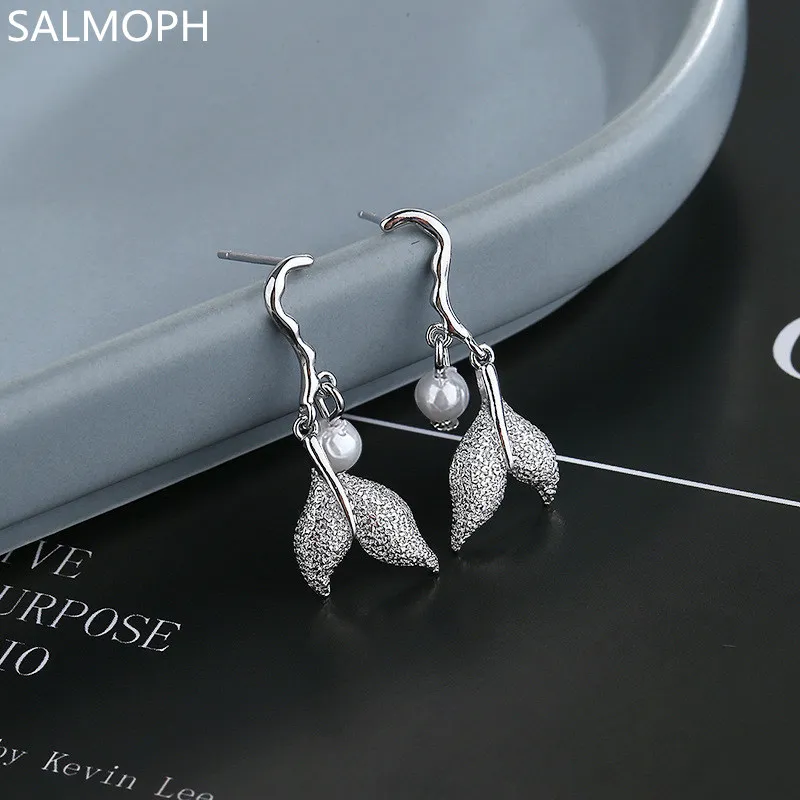 

Long Tassel Pearl Mermaid Tail Drop Earrings For Women Elegant Temperament Irregular Frosted Earrings Wedding Jewelry 2022 New