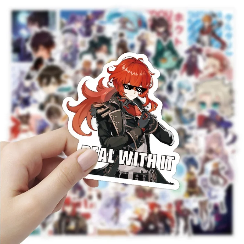 100 шт. аниме Genshin ударные наклейки Kawaii Наклейки с рисунками DIY ноутбук багаж