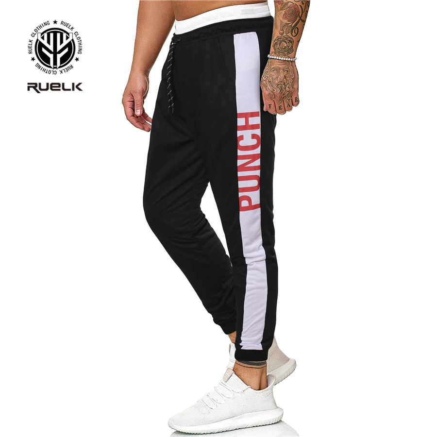 

Mens Casual Sports Pants Spring and Autumn Fashion Trend Street Hip-hop Color Contrast Letter Printing Style Casual Sports Pants