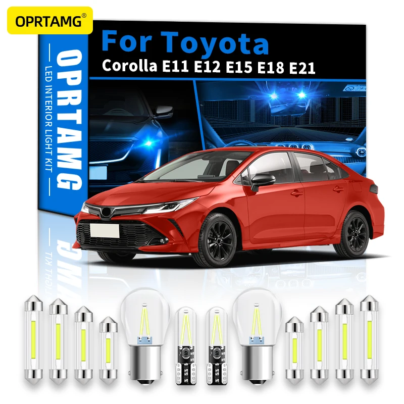 

OPRTAMG Canbus Внутреннее освещение для Toyota Corolla E11 E12 E15 E18 E21 1999-2022 автомобильные аксессуары T10 1156 C5W внутреннее светодиодный освещение