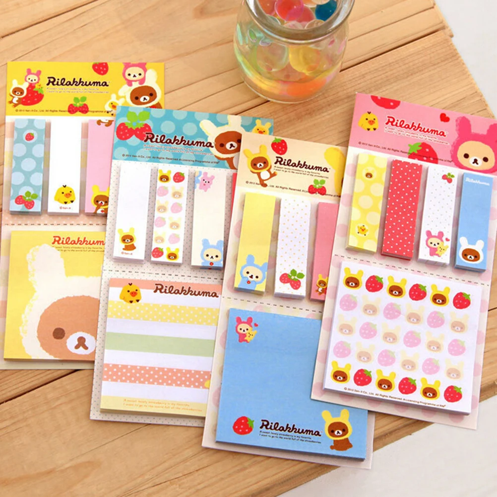 

Korea Stationery Cute Planner Stickers Paper Bookmarks Rilakkuma Cartoon Bear Sticky Notes Memo Pad School Supplies