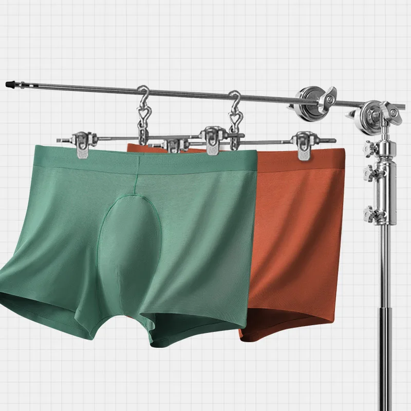 3A Antibacterial Underpants Men's Seamless Modal Underwear Mid Waist Sexy Boxers Solid Color Inverted U-crotch Panties Men