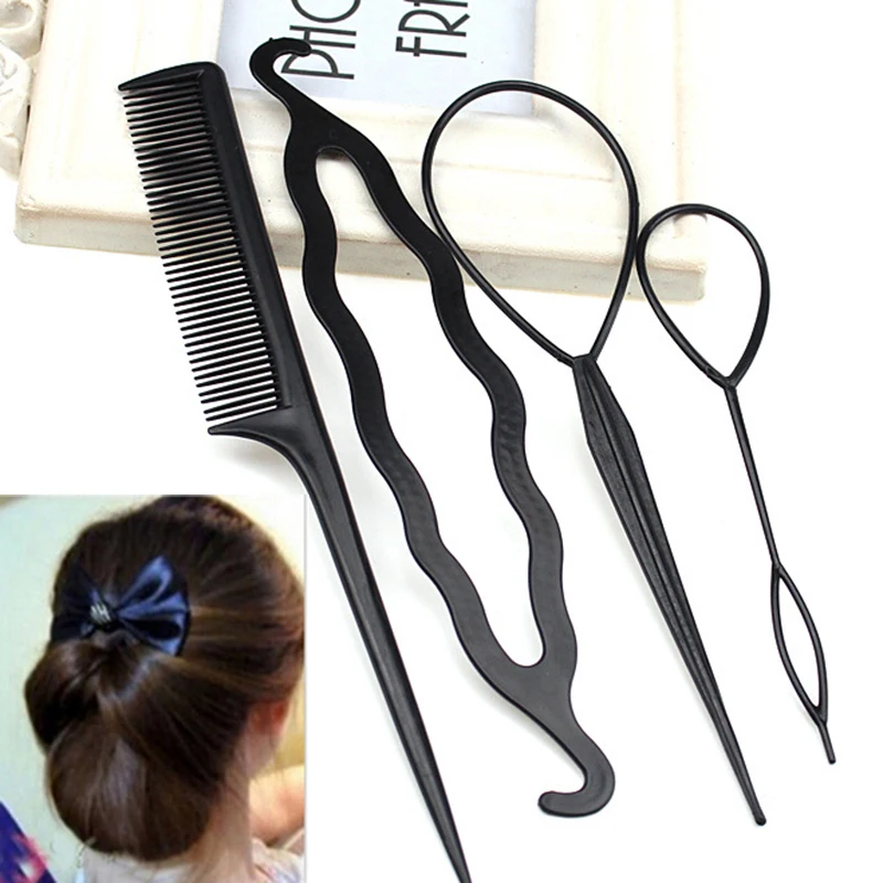 

4Pcs/set Hair Braider Set Magic Styling Tools Hair Bun Maker Roller Hairpin Braiding Twist Curler DIY Styling Tool Accessories