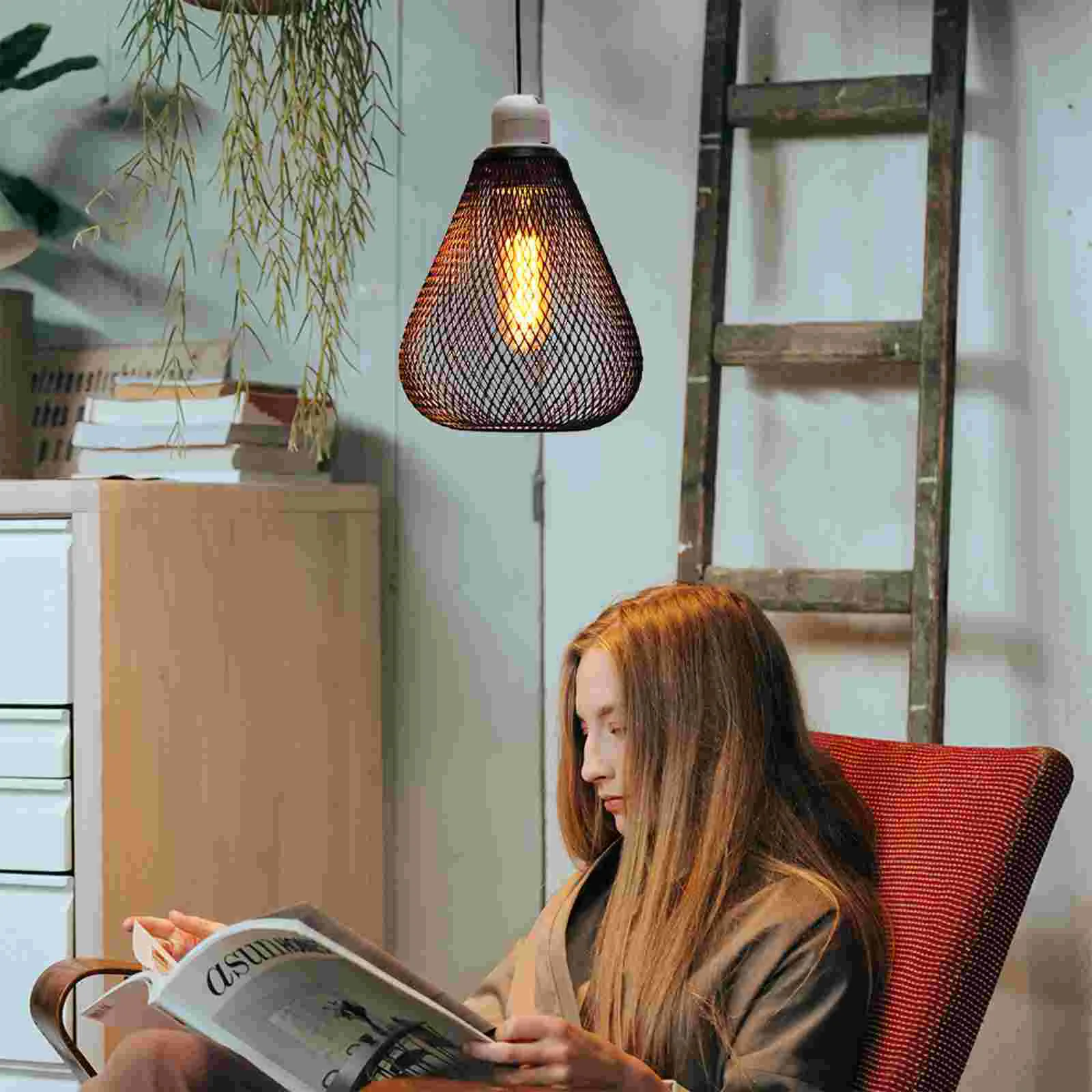 

Lamp Holder Wrought Iron Lampshade Ceiling Chandelier Pendant Light Bulb Cage