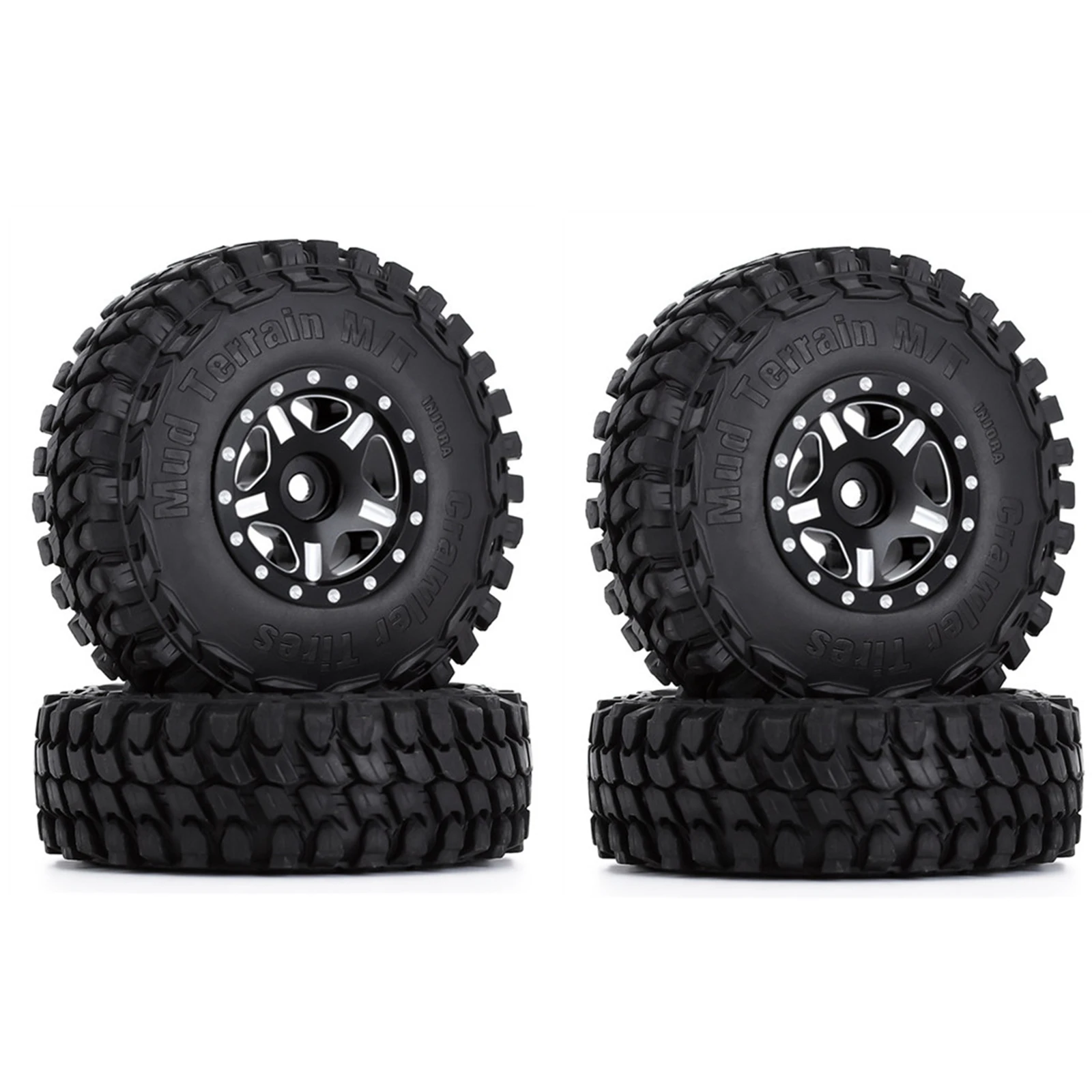 

4Pcs SCX24 Metal Wheel Hubs & Rubber Tyres Set for 1/24 RC Crawler Car Axial 90081 AXI00001 AXI00002 1.0 in Wheel Tire Parts