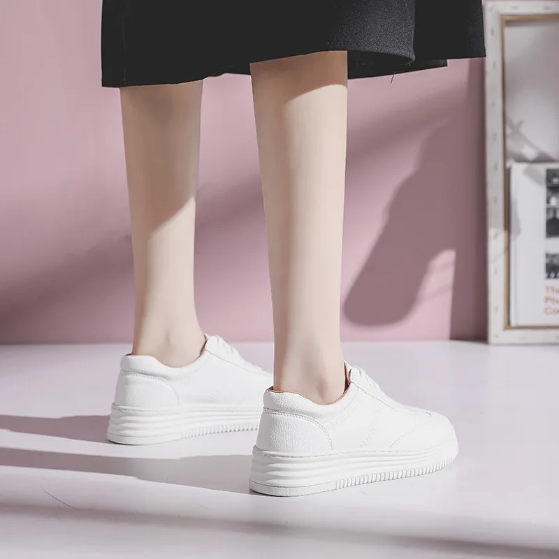 41 42 43 Plus Big Over Large Size Fashion White Shoes Lace-up Women's Shoes Breathable Versatile Casual Shoes