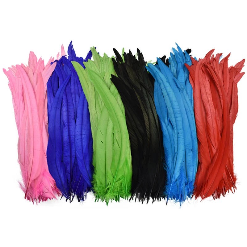 

Разноцветные петушиные перья 100 шт./лот для украшения, 25-45 см, украшение для курицы, индийское перо, головной убор, карнавальное украшение