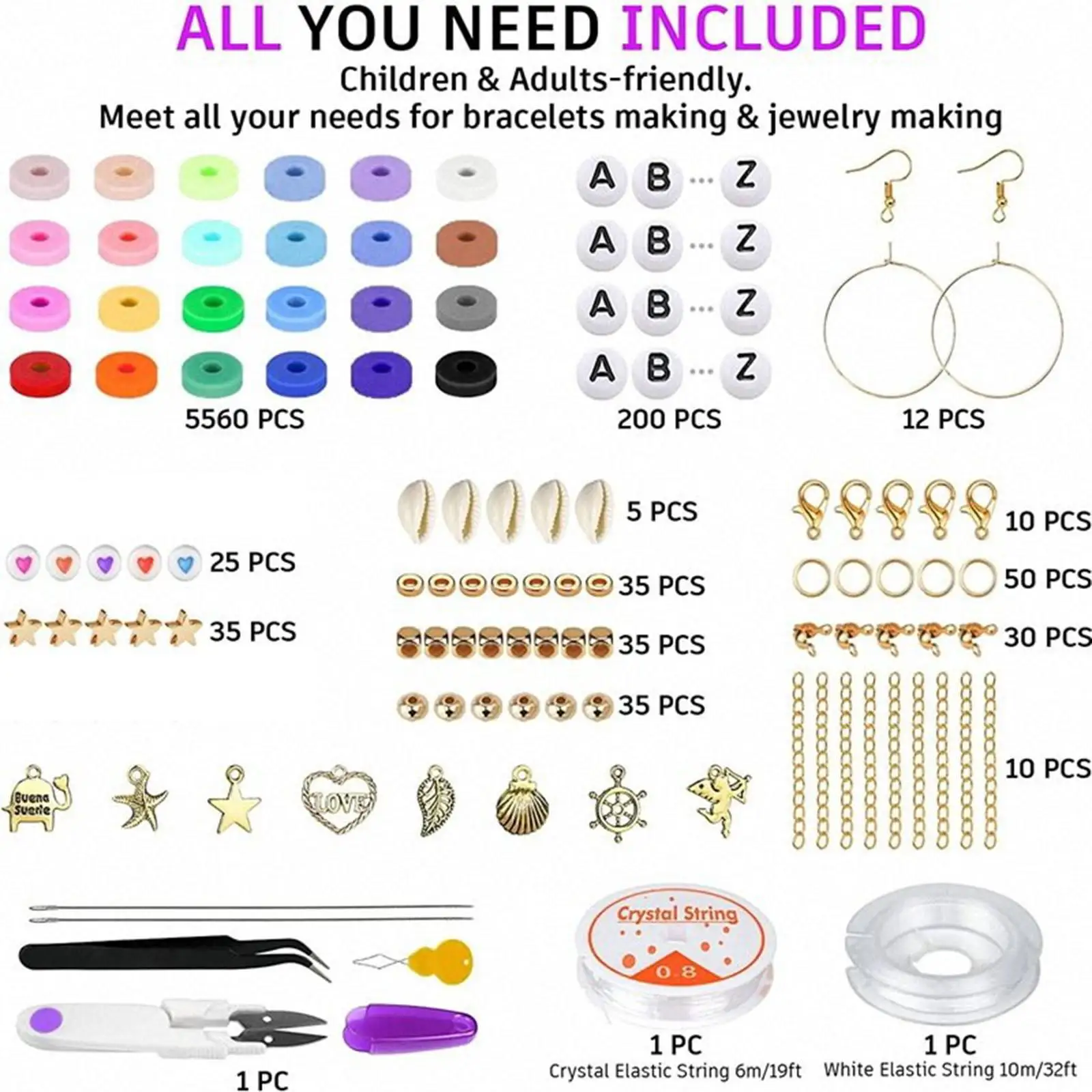 

Бусины из полимерной глины, изготовление ювелирных изделий, рандомная фурнитура, застежка-карабин