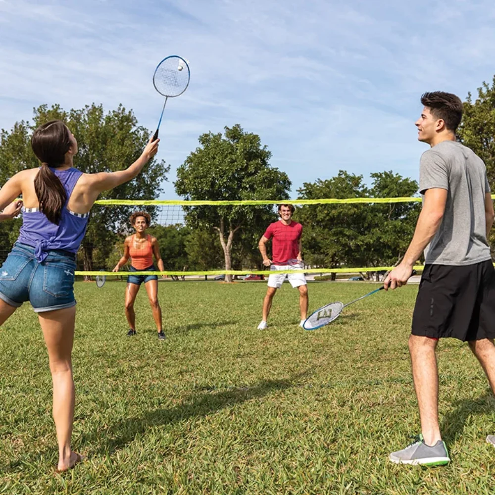 

2-in-1 Premium Volleyball Set and Badminton Net Set,Fast setup net system for quick assembly