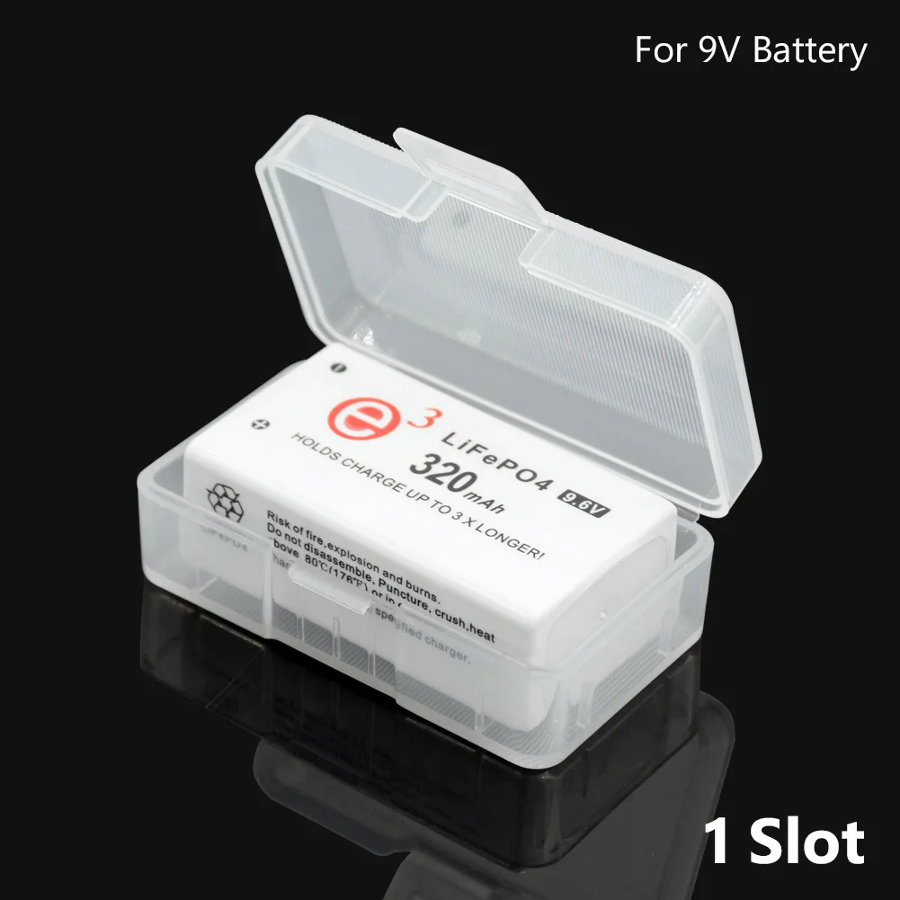 1 2 Slots Plastic Battery Case For CR123 18350 6F22 26650 Holder Storage Box Container Clear Organizer |
