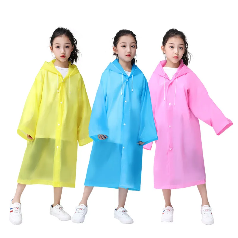

New Fashion Children Raincoat EVA Waterproof Thickened Rain Coat Reusable Transparent Rain Jacket Clear Kids Tour Rainwear Suit
