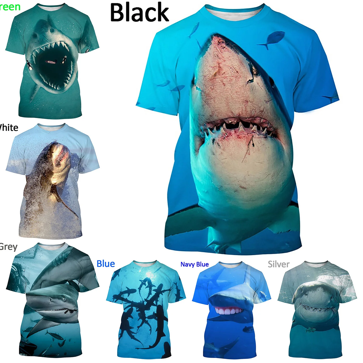 

Newest Fashion 3D Printing Jaws TShirt Cool Great White Shark T Shirt Men/Women Pullover Tops Unisex Hot Summer Tees