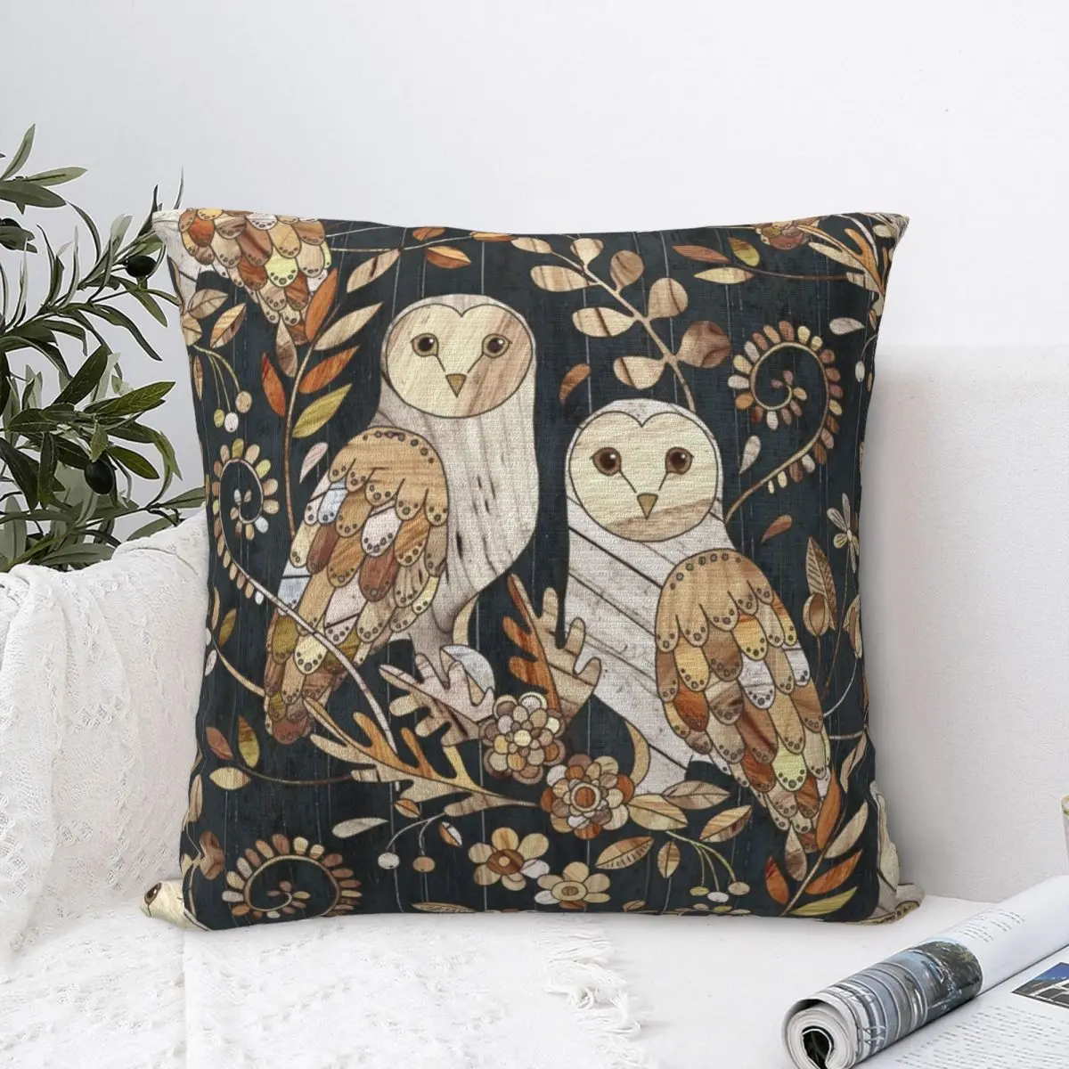 

Wooden Wonderland Barn Owl Collage Square Pillowcase Cushion Cover Comfort Pillow Case Polyester Throw Pillow cover For Home