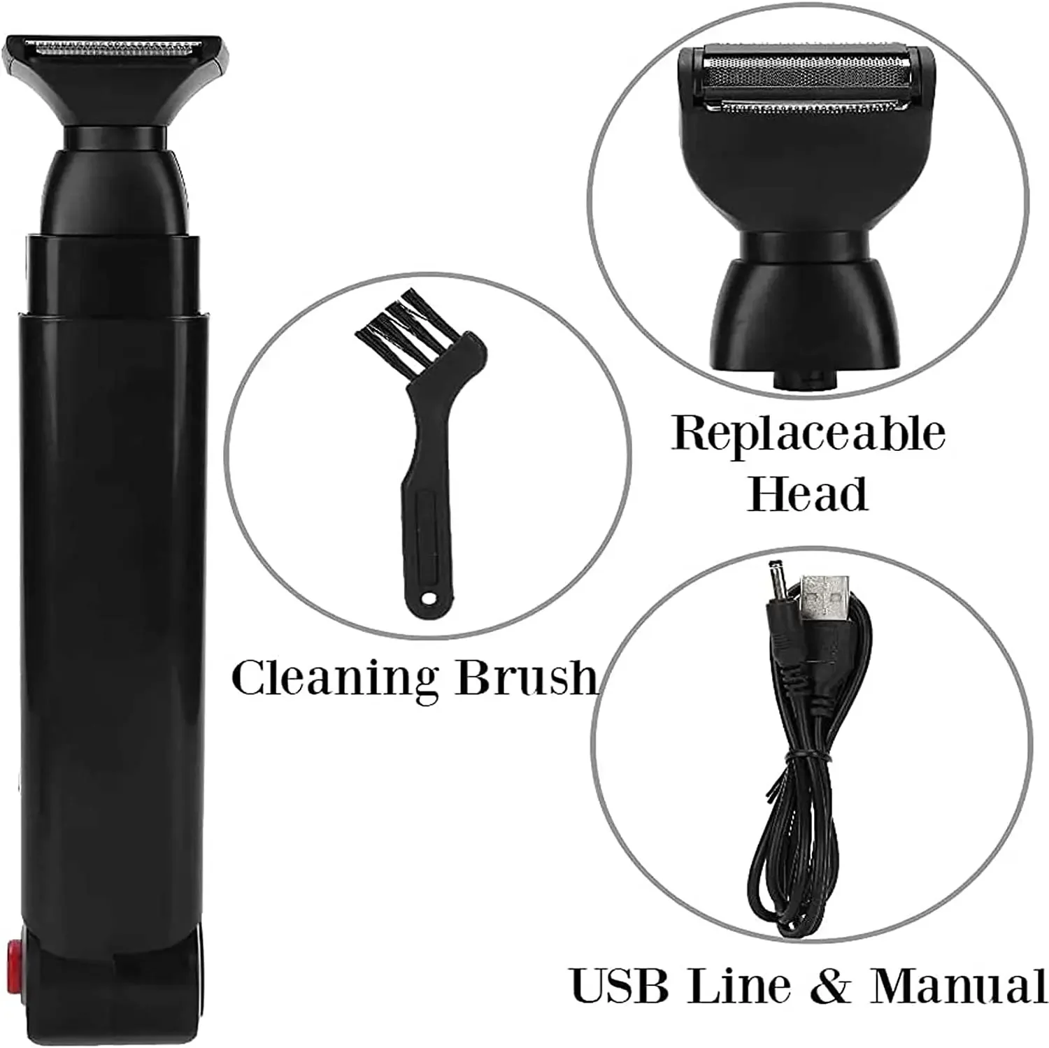 Водонепроницаемая Мужская бритва с длинной ручкой USB-зарядка триммер для волос