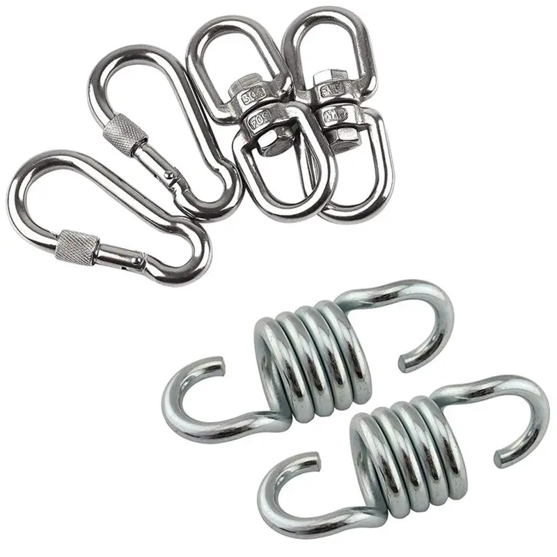 

4Pcs/2Set M8 304 Stainless Steel Swing Hook Hammock Chair Hanging Kit With 2Pcs Hammock Suspension Hooks