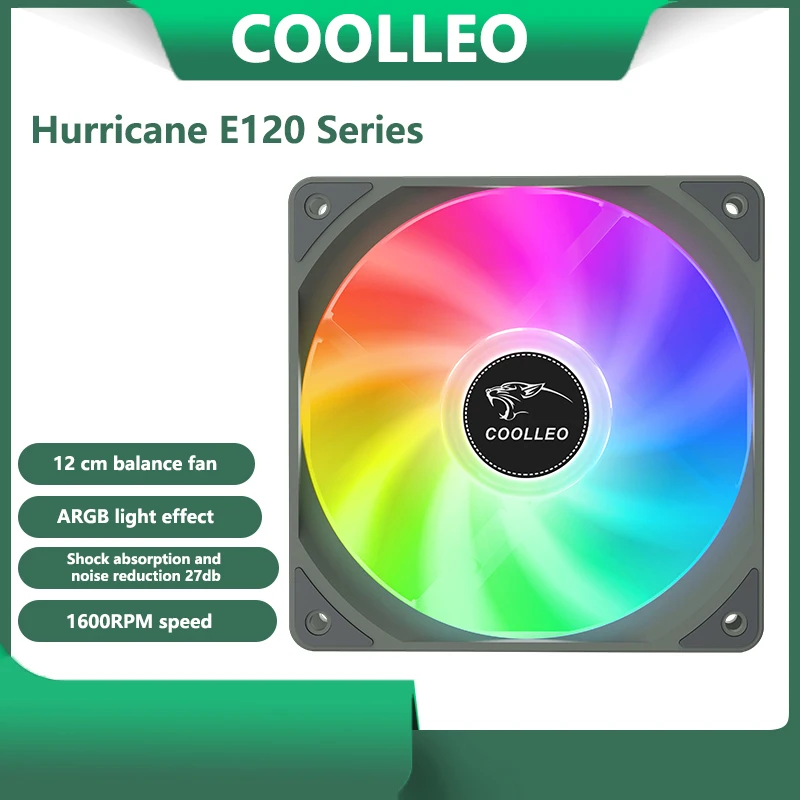 

Кулер COOLLEO Hurricane E120 для чехла компьютера ПК 120 мм RGB вентилятор 4-контактный ШИМ Вентилятор охлаждения 5V-3PIN ARGB