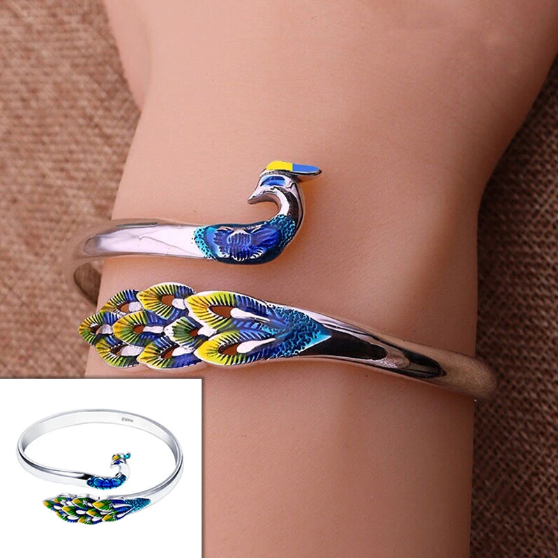 

Creativity Peacock Ethnic Jewelry Femm BraceletsJewelry Women Gift Retro Fashion Peacock Ring Open Jewelry Alloy Bracelet