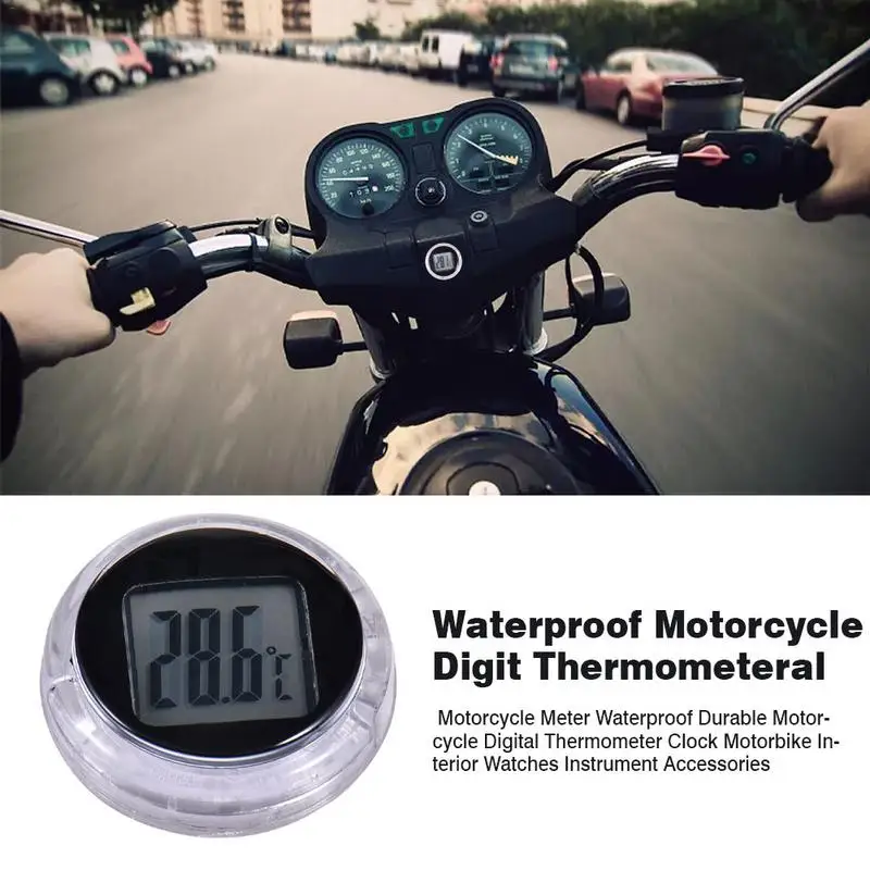 

Motorcycle Digital Thermometer Clock Mini Motorcycle Meter Waterproof Durable Motorbike Interior Watches Instrument Accessories