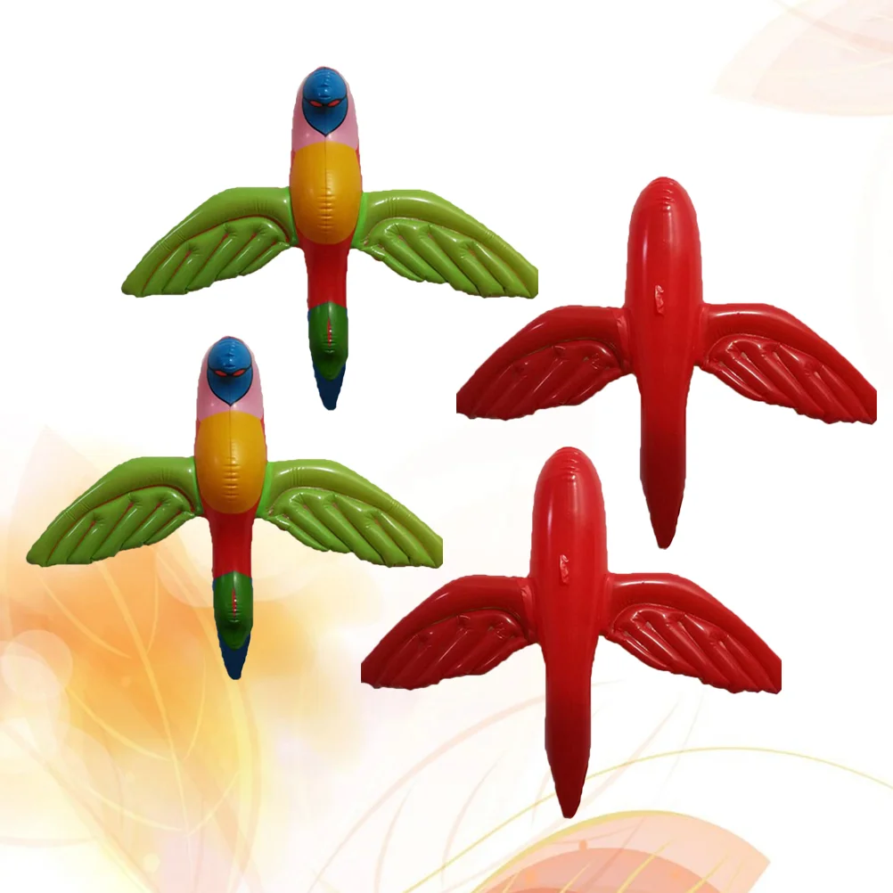 

4 PCS Swimming Pool Toy Parakeet Toys Parrot Toys Inflatable Air Plane LUAU Decorations Parrrot Inflatable Toy