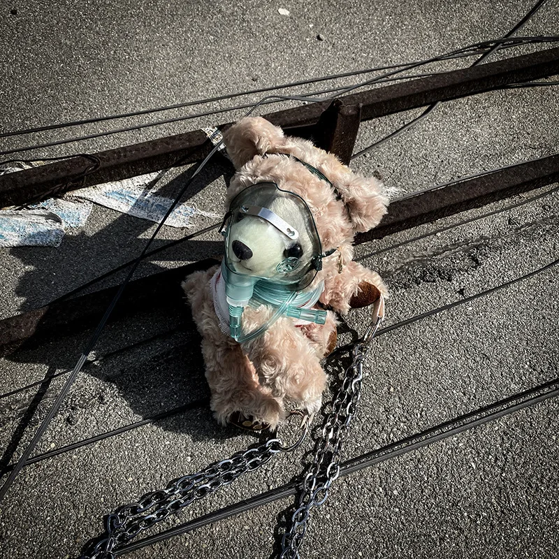 

New Arrival Creative Bear Plush Bag The Badly Injured Bear Breathe Stuffed Toys Backpack Messenger Bags Chain Purses Handbags