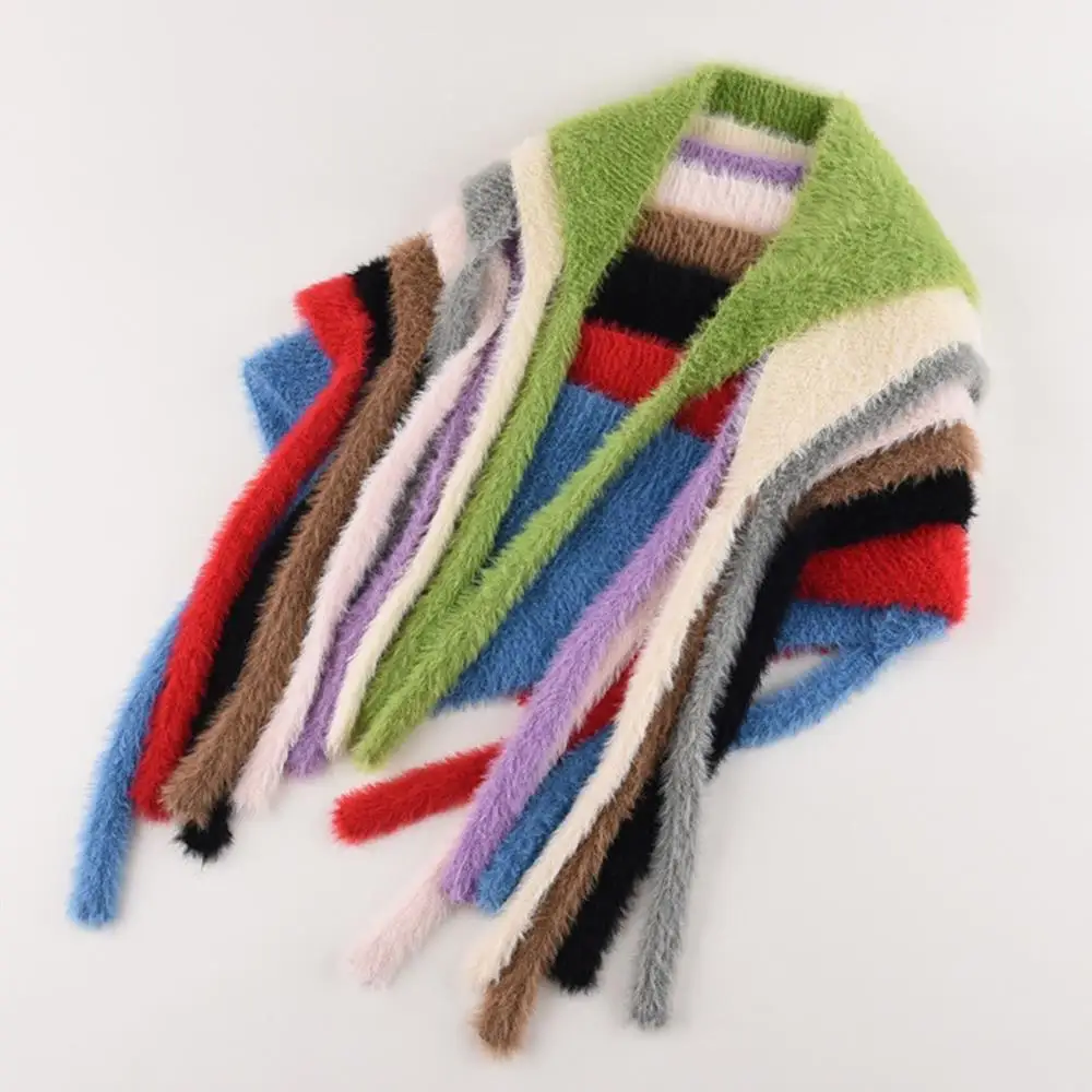 Бархатная повязка для волос плюшевый вязаный треугольный шарф искусственный мех