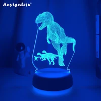 cute 3d dino night light kids led dinosaur lamp lovely usb acrylic glasses table nightlight for children gift bedroom room decor