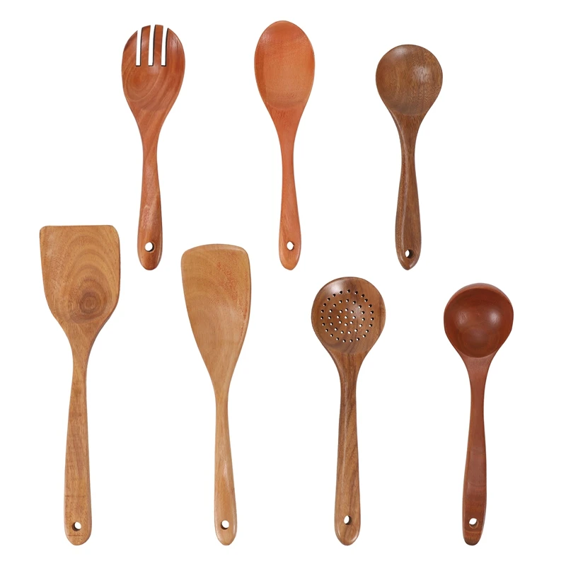 

Набор деревянных антипригарных инструментов для кухни, набор из 7 предметов, кухонная утварь, шпатель, посуда, ложки, деревянные ложки для пр...