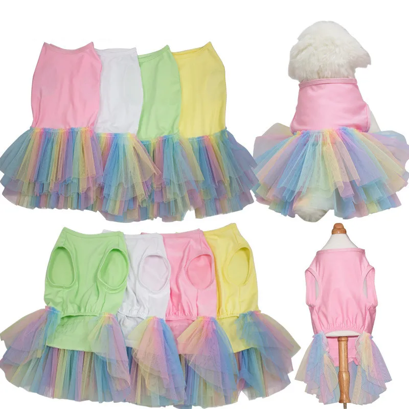 

Pet Dog Lace Tullle Dress Clothes for Small Tactic Dogs Party Birthday Wedding Bowknot Dress Puppy Costume Spring Pet Clothes