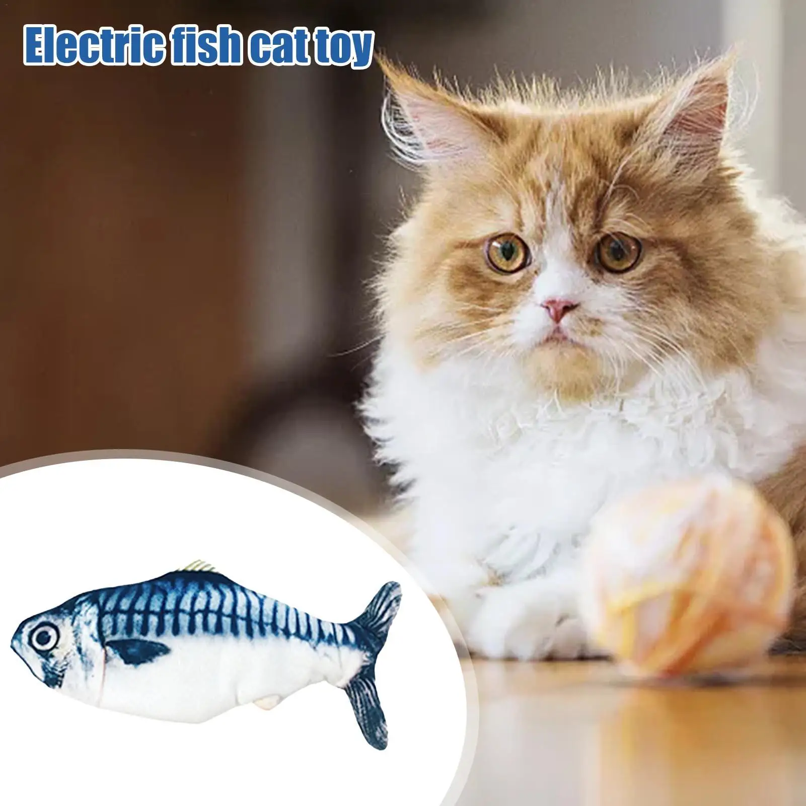 

Flopping Fish Plush Simulation Electric Doll Fish Automatic Flopping USB Rechargeable Cat Toy Interactive Toys For Cat Exercise