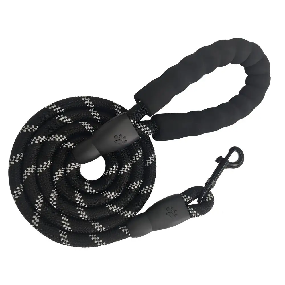 Фото Reflective Nylon Dog Leash Padded Soft Handle Anti Pull Heavy Duty Rope Medium Large Dogs Night Walking Outdoor Pet Training №1