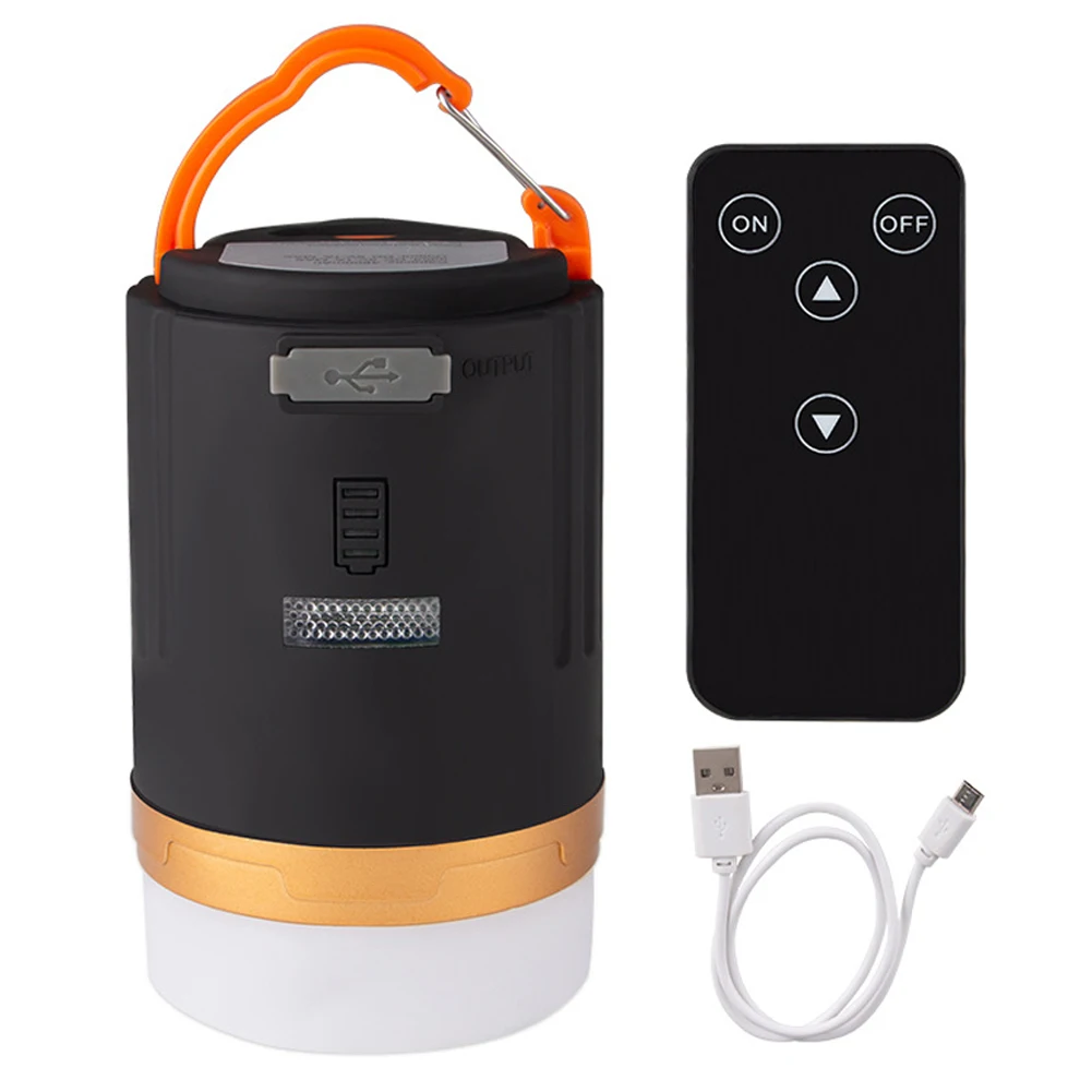 

Портативный светодиодный фонарь с USB-зарядкой, Многофункциональный водонепроницаемый походный фонарь с дистанционным управлением, для нар...