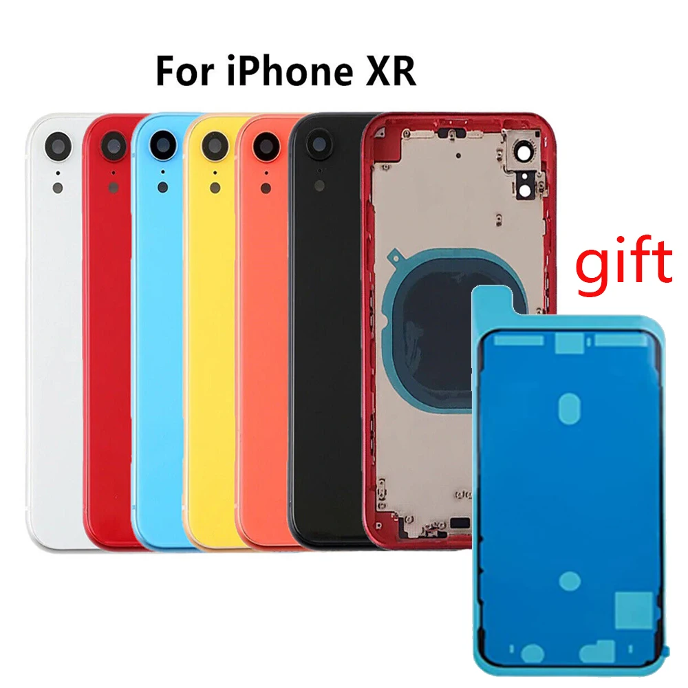 

Rear Housing Assembly For iPhone XR With Battery Back Cover+Middle Chassis Frame+SIM Tray+Side Key Parts+Battery glue