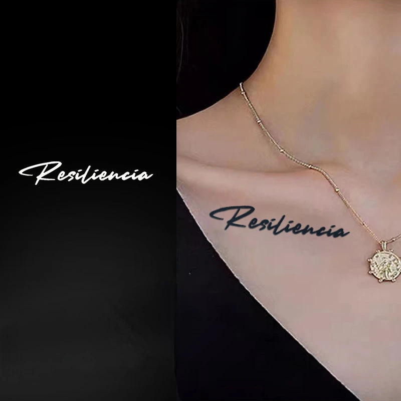 

2022 New Resiliencia Letters Stripe Waterproof Juice Tattoo Stickers for Woman Man Body Arm Thigh Temporary Tattoos Fake Tattoo
