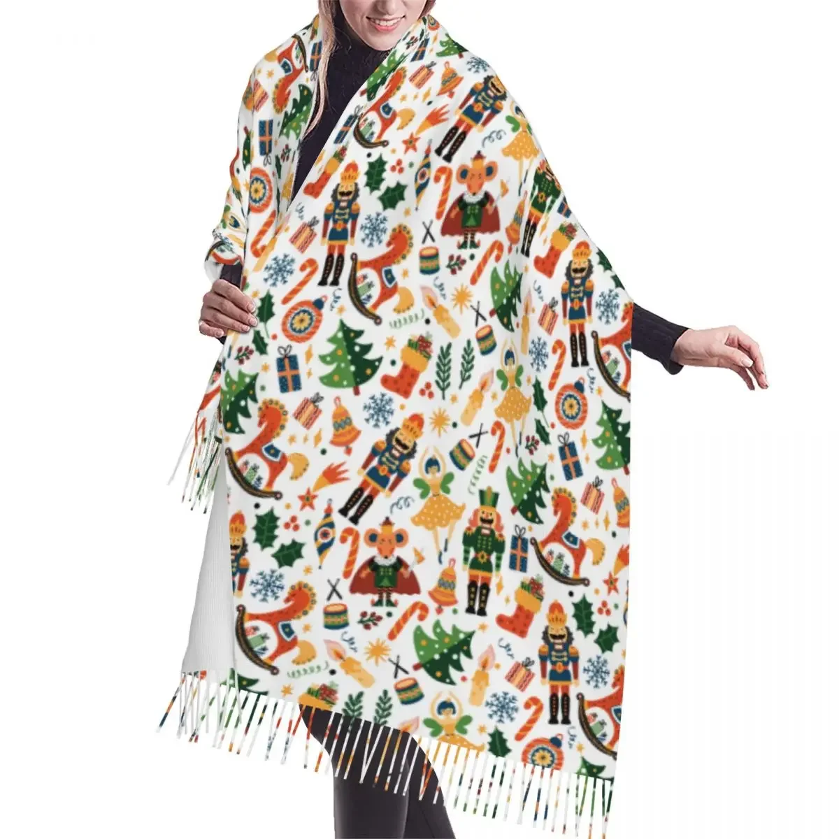 Рождественский вектор бесшовный головной убор шарф Женская Длинная зимняя